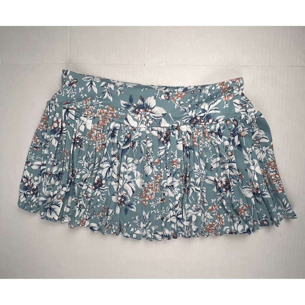 LAURA ASHLEY Golf Tennis Skort Womens XL Blue Floral Pleated Athletic Skirt
